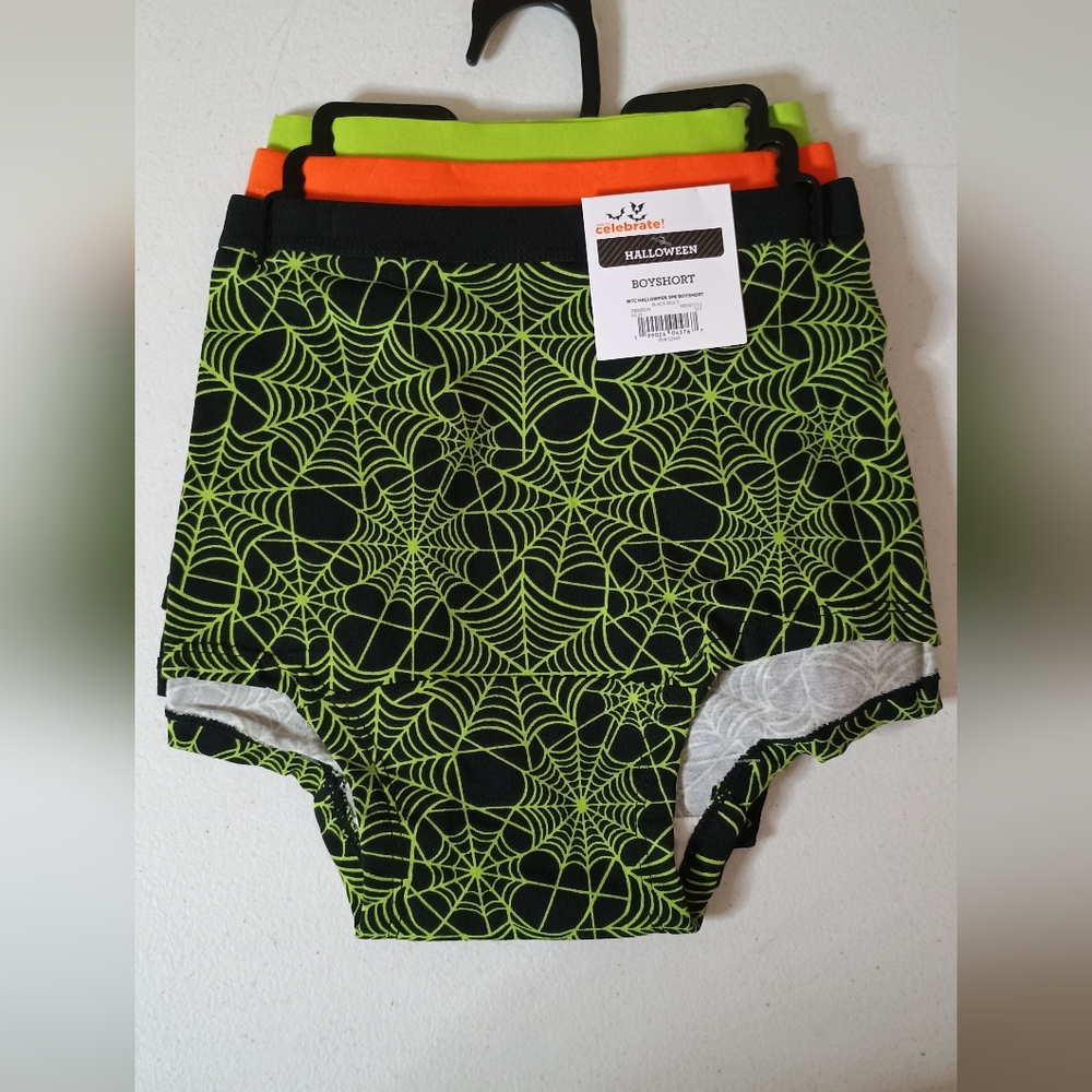 Halloween Boyshorts-Spider Web Neon Green, Orange, Black
